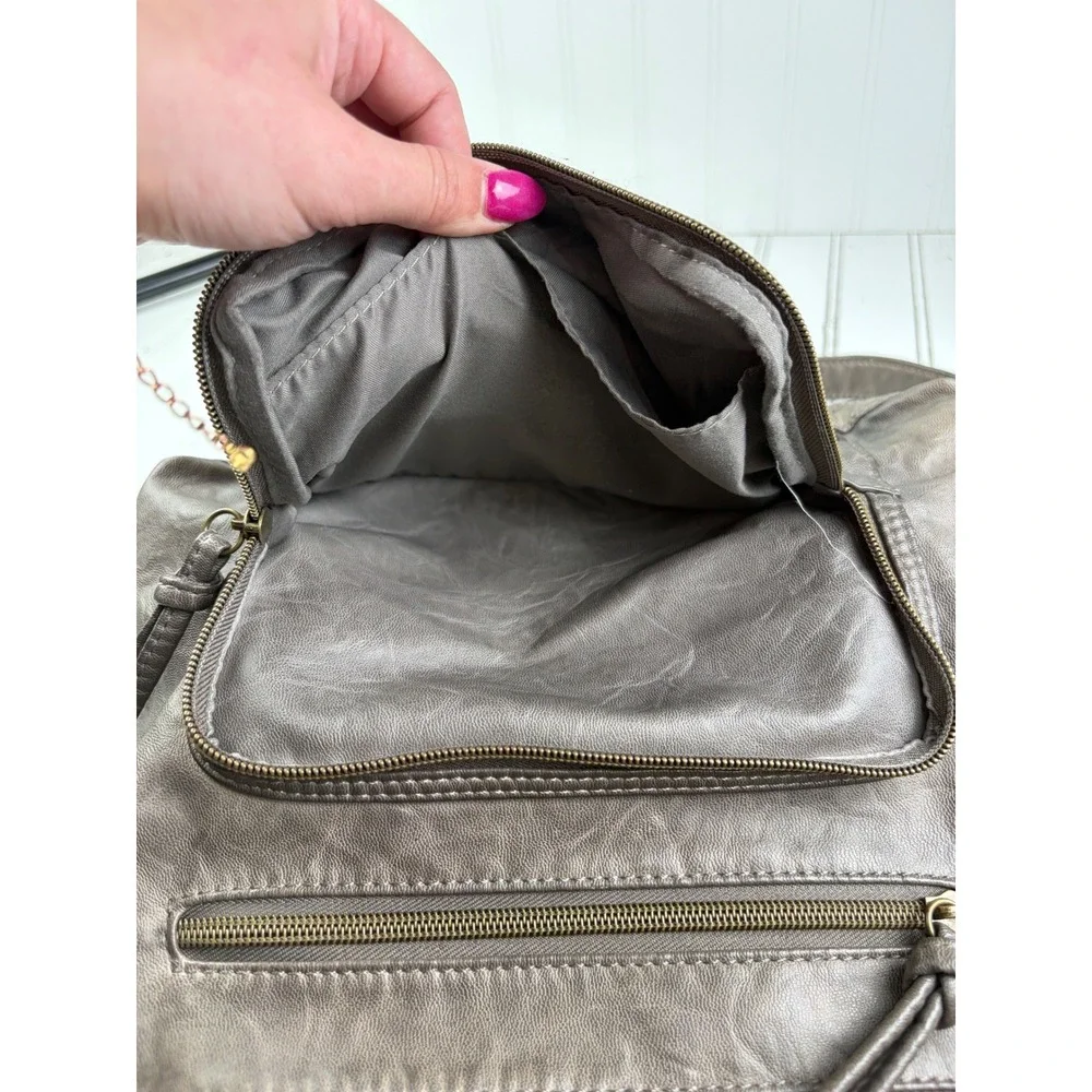 Stone & Co Vintage Y2K Taupe Distressed Slouchy Leather Shoulder Crossbody Bag